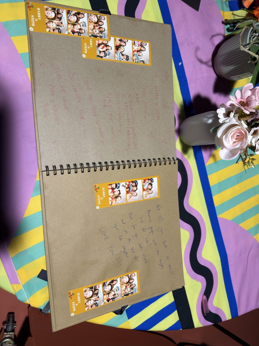 Guestbook with photo strips and handwritten messages
